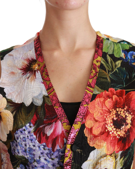 Dolce & Gabbana Multicolor Floral Sleeveless Waistcoat Top Vest