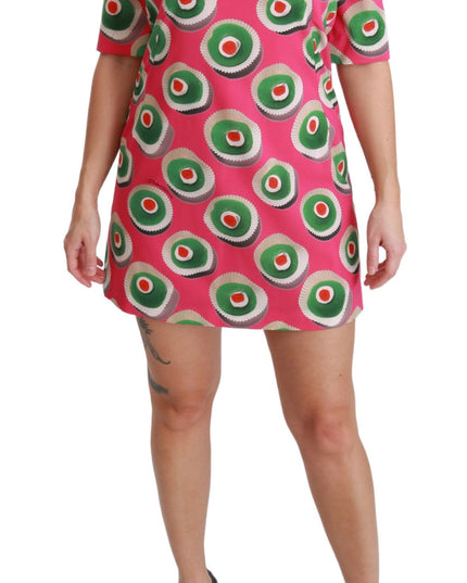 Dolce & Gabbana Pink Silk Cup Cake Shift Stretch Dress