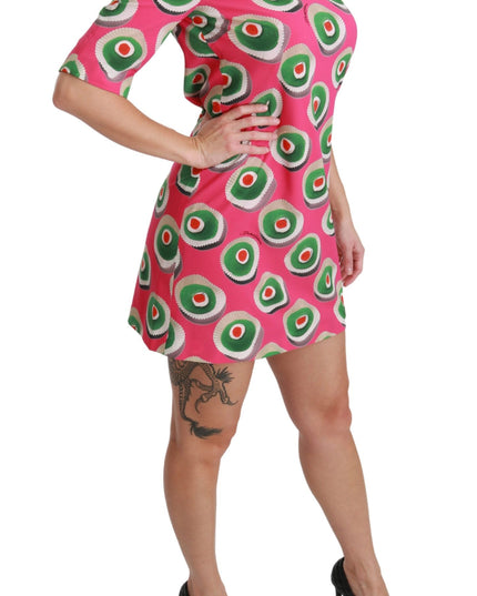 Dolce & Gabbana Pink Silk Cup Cake Shift Stretch Dress