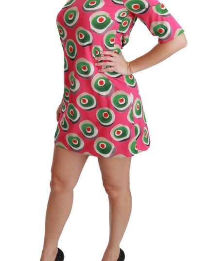 Dolce & Gabbana Pink Silk Cup Cake Shift Stretch Dress