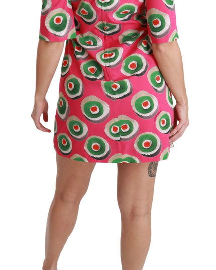 Dolce & Gabbana Pink Silk Cup Cake Shift Stretch Dress