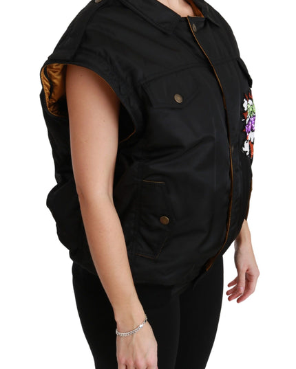 Dolce & Gabbana Black Queen Crown Sequined Bomber Jacket