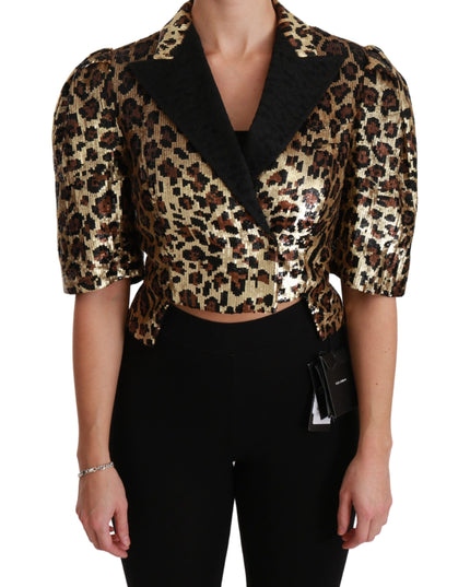 Dolce & Gabbana Blazer Gold Leopard Sequined Jacket
