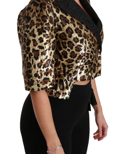 Dolce & Gabbana Blazer Gold Leopard Sequined Jacket