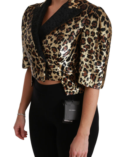 Dolce & Gabbana Blazer Gold Leopard Sequined Jacket