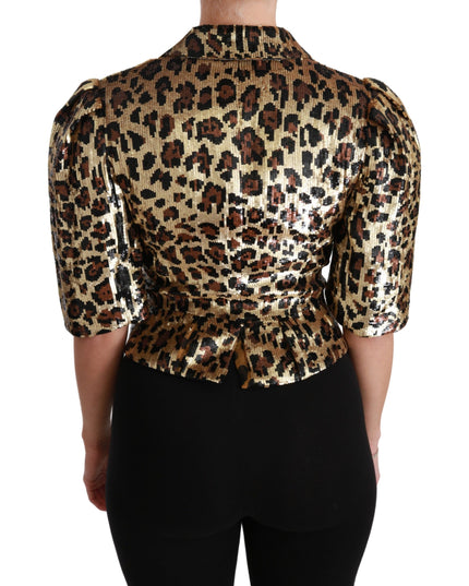 Dolce & Gabbana Blazer Gold Leopard Sequined Jacket