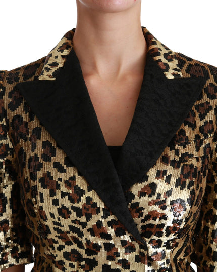 Dolce & Gabbana Blazer Gold Leopard Sequined Jacket