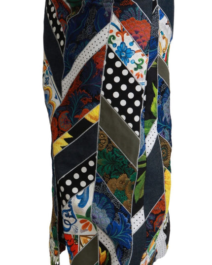Dolce & Gabbana Multicolor Silk Geometric High Waist Maxi Skirt