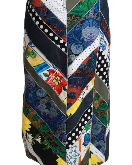 Dolce & Gabbana Multicolor Silk Geometric High Waist Maxi Skirt