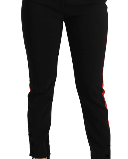 Dolce & Gabbana Black Skinny Stretch Fox Head Cotton Pants