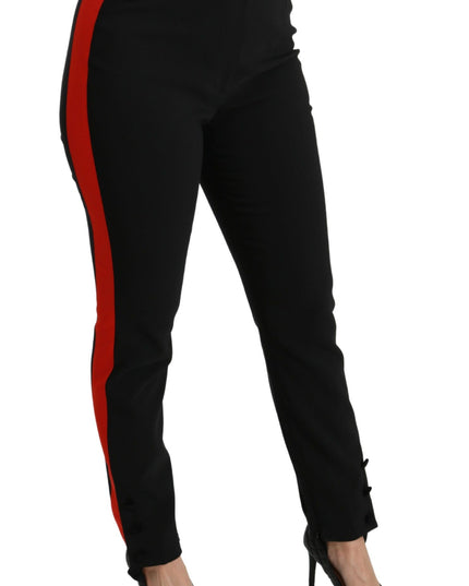 Dolce & Gabbana Black Skinny Stretch Fox Head Cotton Pants