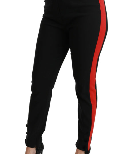 Dolce & Gabbana Black Skinny Stretch Fox Head Cotton Pants