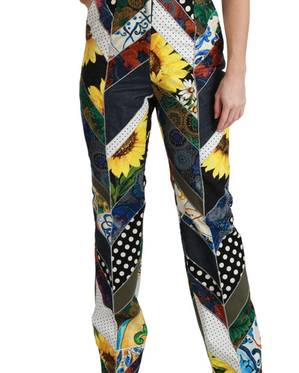Dolce & Gabbana Multicolor Print High Waist Straight Pants