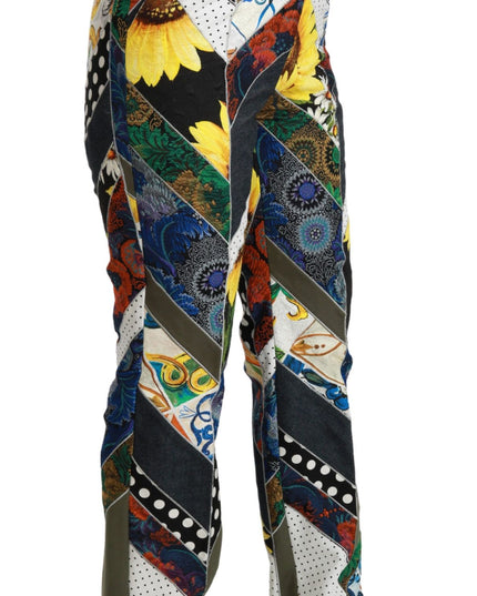 Dolce & Gabbana Multicolor Print High Waist Straight Pants