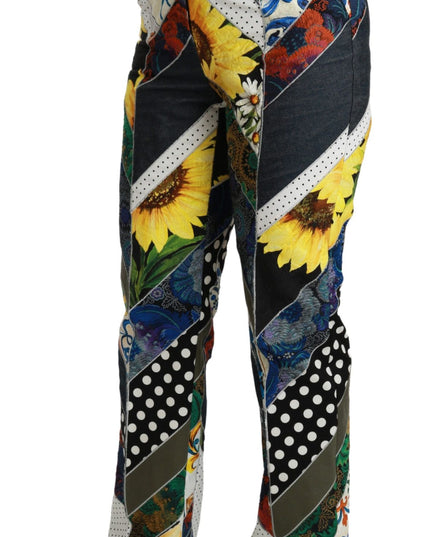 Dolce & Gabbana Multicolor Print High Waist Straight Pants