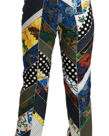 Dolce & Gabbana Multicolor Print High Waist Straight Pants
