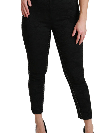 Dolce & Gabbana Black Brocade Skinny High Waist Pants