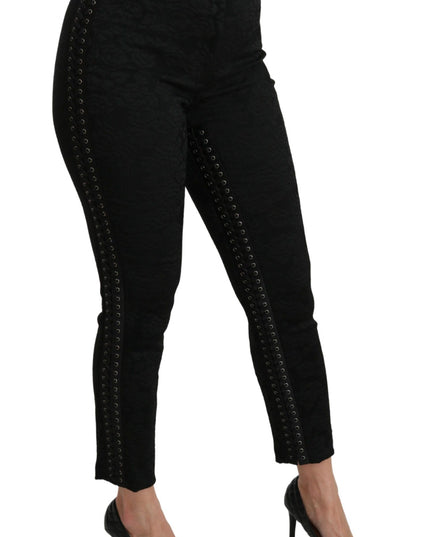 Dolce & Gabbana Black Brocade Skinny High Waist Pants