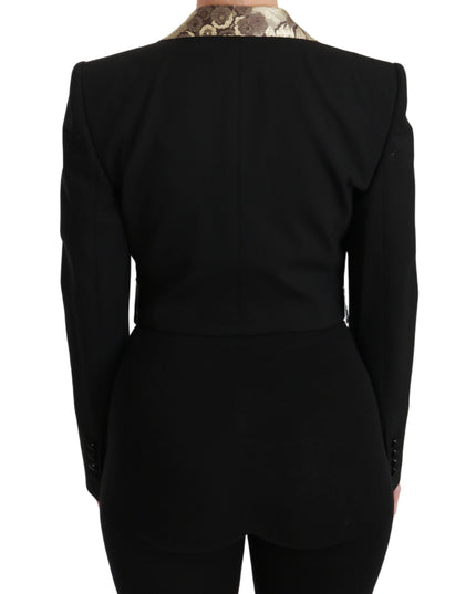 Dolce & Gabbana Black Jacquard Vest Blazer Coat Wool Jacket