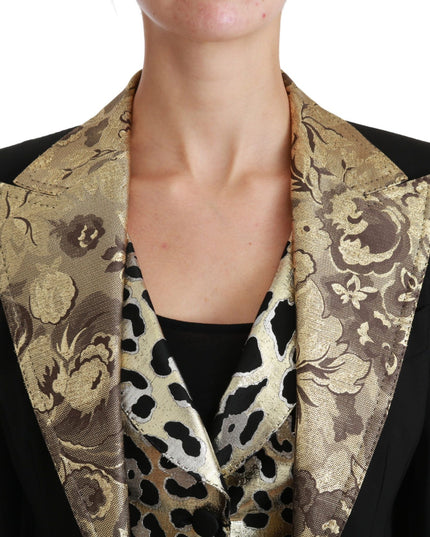 Dolce & Gabbana Black Jacquard Vest Blazer Coat Wool Jacket