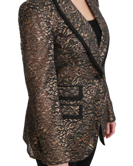 Dolce & Gabbana Gold Black Lace Blazer Coat Floral Jacket