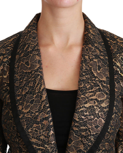 Dolce & Gabbana Gold Black Lace Blazer Coat Floral Jacket
