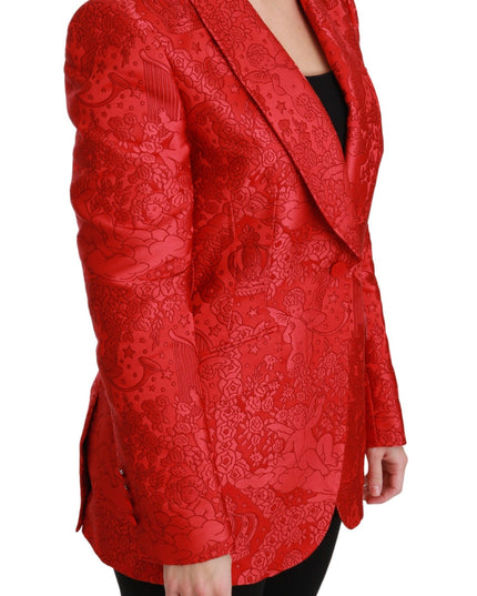 Dolce & Gabbana Red Floral Angel Blazer Coat Jacket