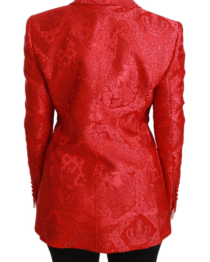Dolce & Gabbana Red Floral Angel Blazer Coat Jacket