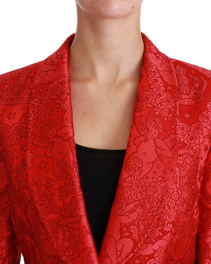 Dolce & Gabbana Red Floral Angel Blazer Coat Jacket