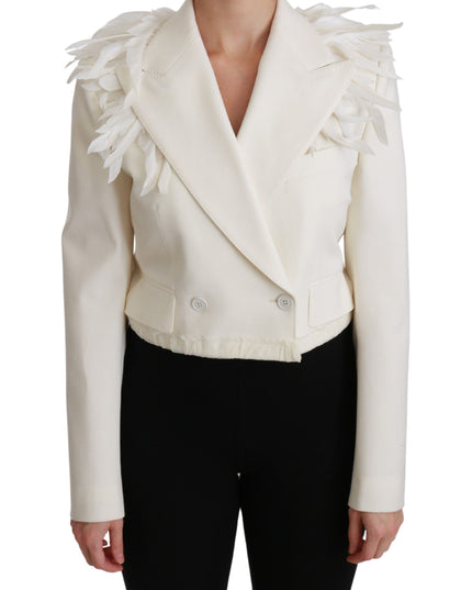 Dolce & Gabbana White Double Breasted Coat Wool Jacket