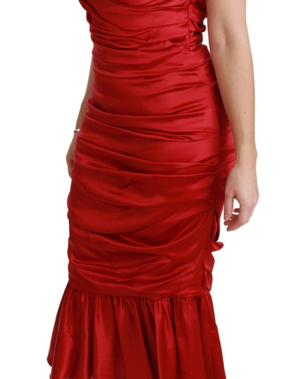 Dolce & Gabbana Red Silk Stretch Mermaid Bodycon Dress