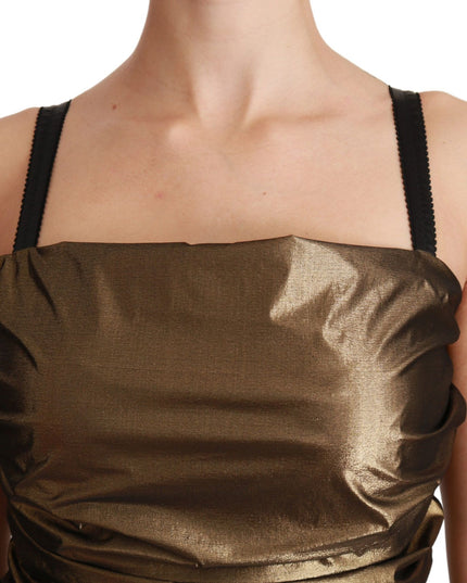 Dolce & Gabbana Nylon Bronze Bodycon Sheath Mini Dress