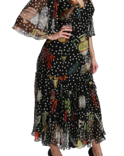 Dolce & Gabbana Black Sea Fish Sicily A-line Shift Dress