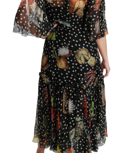 Dolce & Gabbana Black Sea Fish Sicily A-line Shift Dress