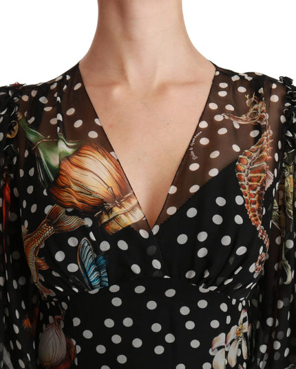 Dolce & Gabbana Black Sea Fish Sicily A-line Shift Dress