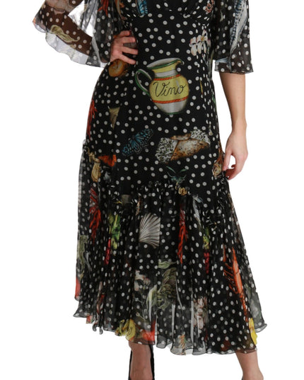 Dolce & Gabbana Black Sea Fish Sicily A-line Shift Dress