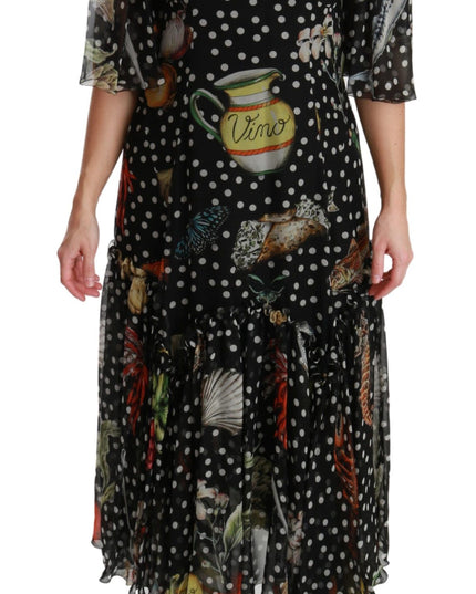 Dolce & Gabbana Black Sea Fish Sicily A-line Shift Dress