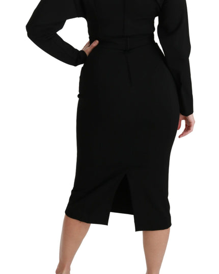 Dolce & Gabbana Black Bodycon Sheath Midi Stretch Dress
