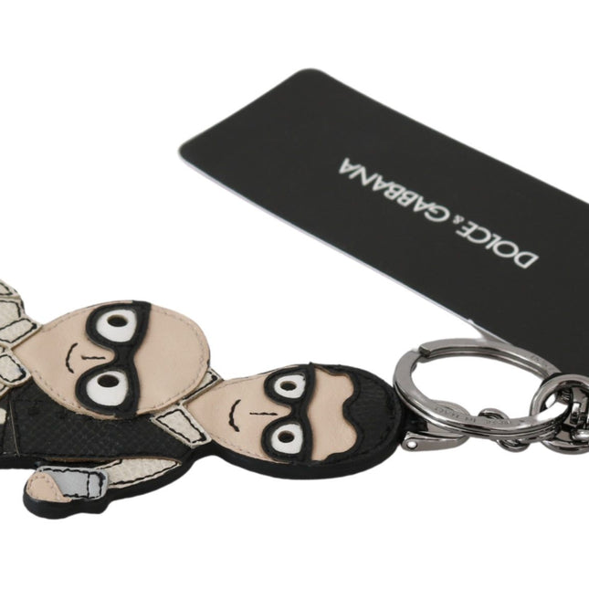 Dolce & Gabbana Leather Dominico Stefano #DGFAMILY Logo Badge Keychain