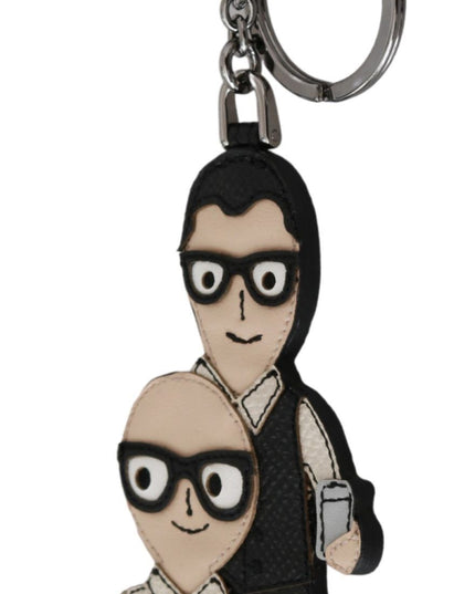 Dolce & Gabbana Leather Dominico Stefano #DGFAMILY Logo Badge Keychain