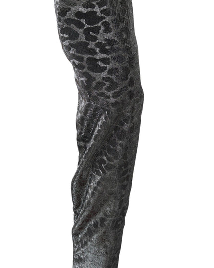 Dolce & Gabbana Gray Leopard High Top Sneakers Booties Shoes