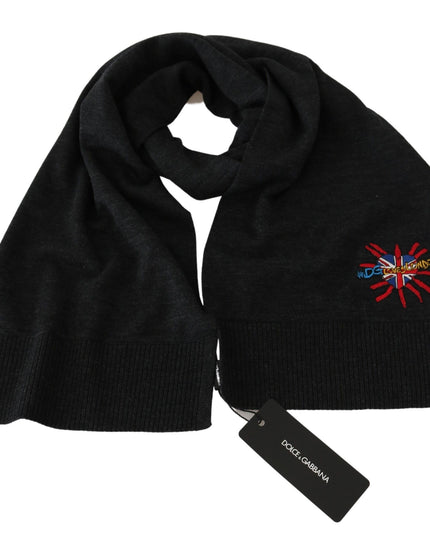 Dolce & Gabbana Gray #DGLovesLondon Wrap Shawl Wool Scarf