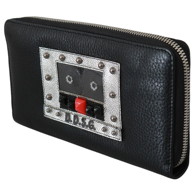 Dolce & Gabbana Black Mens Zipper Continental Purse 100% Leather Wallet