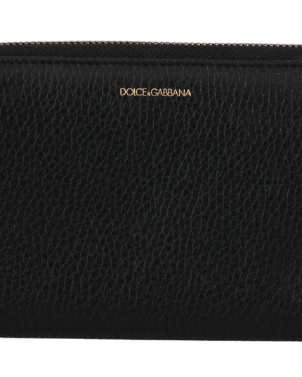 Dolce & Gabbana Black Mens Zipper Continental Purse 100% Leather Wallet