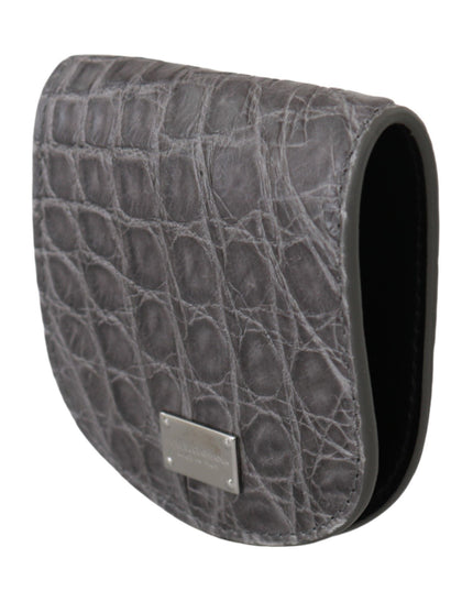 Dolce & Gabbana Gray Exotic Skin Condom Case Holder Pocket Wallet