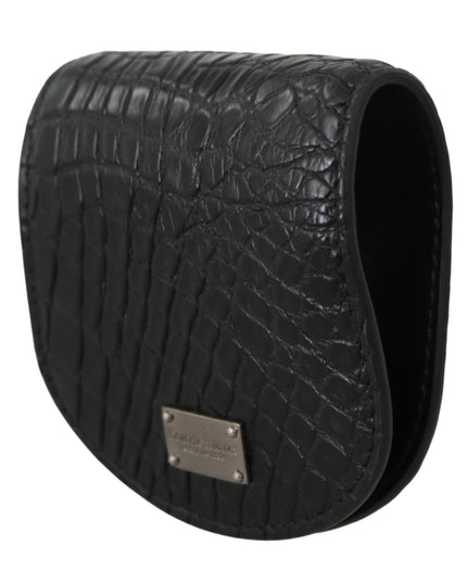 Dolce & Gabbana Black Exotic Skin Pocket Condom Case Holder
