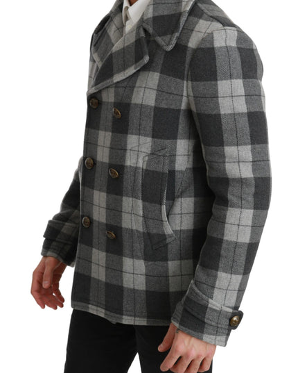 Dolce & Gabbana Gray Check Wool Cashmere Coat Jacket