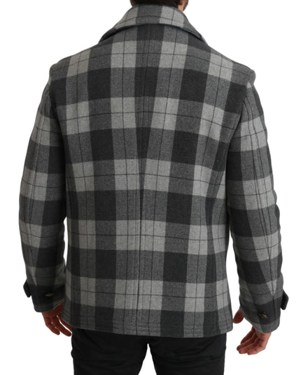 Dolce & Gabbana Gray Check Wool Cashmere Coat Jacket