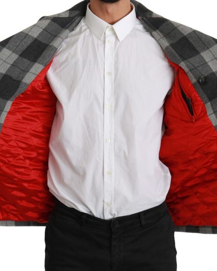 Dolce & Gabbana Gray Check Wool Cashmere Coat Jacket