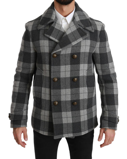 Dolce & Gabbana Gray Check Wool Cashmere Coat Jacket